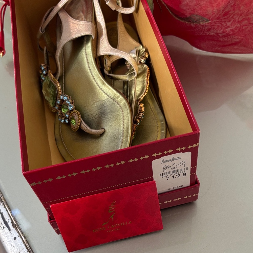 Rene Caovilla Green and Blue Embellished Sandals - Picture 6 of 6